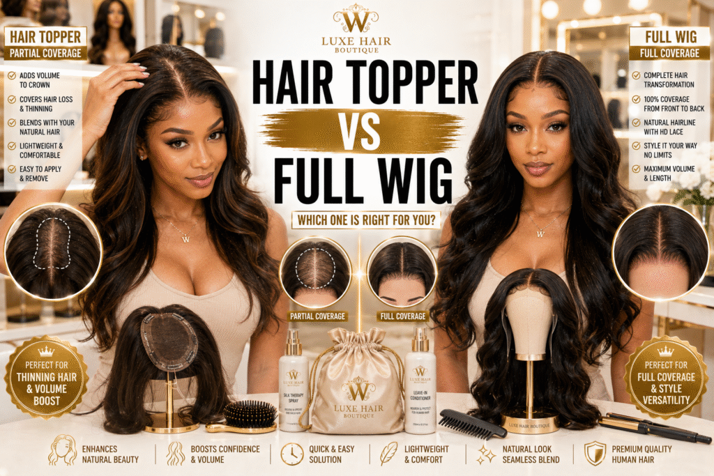 Hair Toppers vs Full Wigs: Which Hair Solution Is Right for You in 2026? Hair Toppers vs Full Wigs: Which Hair Solution Is Right for You in 2026?