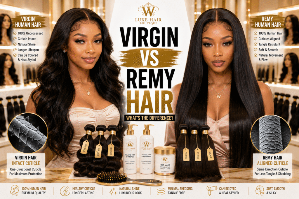 Virgin Human Hair vs Remy Human Hair Wigs: What’s the Difference? Complete Buying Guide for 2026 Virgin Human Hair vs Remy Human Hair Wigs: What’s the Difference? Complete Buying Guide for 2026